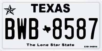 TX license plate BWB8587