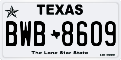 TX license plate BWB8609