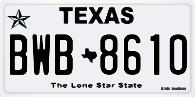 TX license plate BWB8610