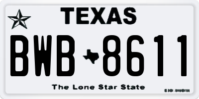 TX license plate BWB8611