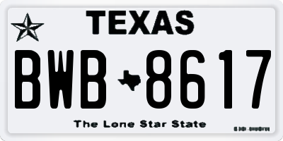 TX license plate BWB8617
