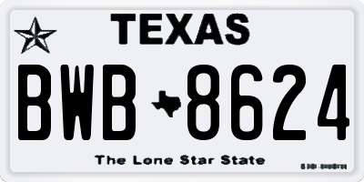 TX license plate BWB8624