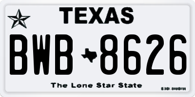 TX license plate BWB8626