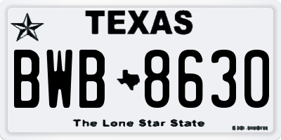 TX license plate BWB8630