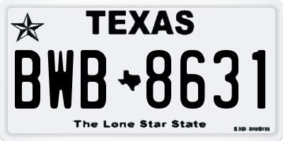 TX license plate BWB8631