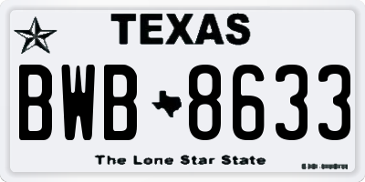TX license plate BWB8633