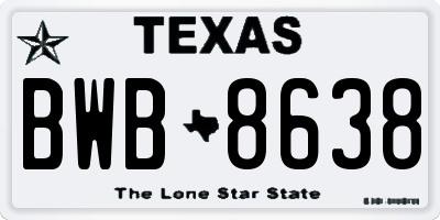 TX license plate BWB8638