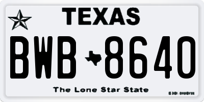 TX license plate BWB8640