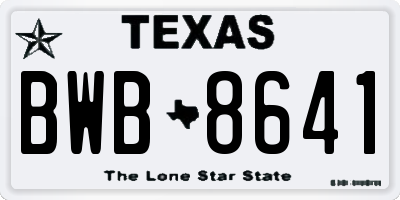 TX license plate BWB8641