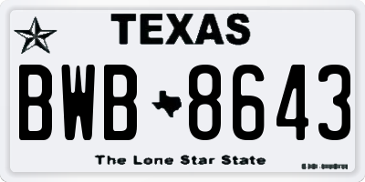 TX license plate BWB8643