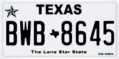 TX license plate BWB8645