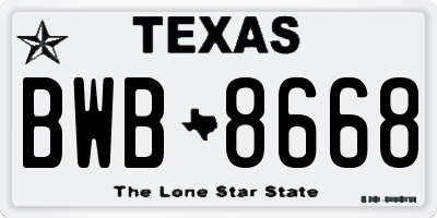 TX license plate BWB8668