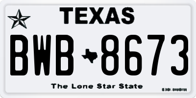 TX license plate BWB8673