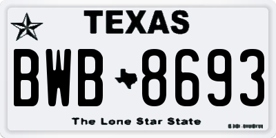 TX license plate BWB8693