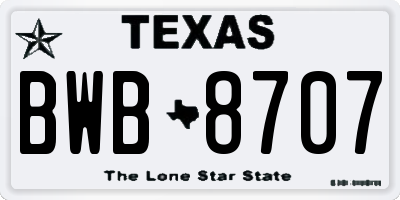 TX license plate BWB8707