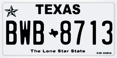TX license plate BWB8713