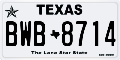 TX license plate BWB8714