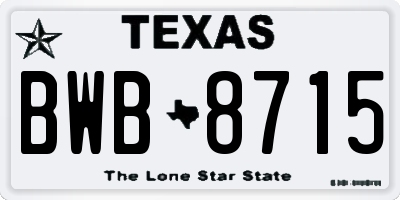 TX license plate BWB8715