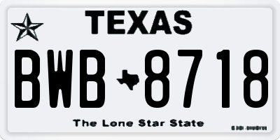 TX license plate BWB8718
