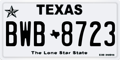 TX license plate BWB8723