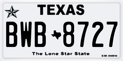 TX license plate BWB8727
