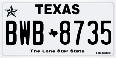 TX license plate BWB8735