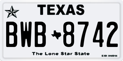 TX license plate BWB8742