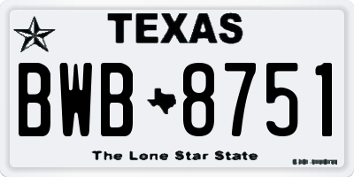 TX license plate BWB8751
