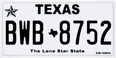 TX license plate BWB8752