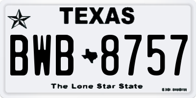TX license plate BWB8757