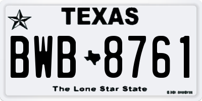 TX license plate BWB8761