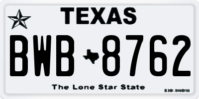 TX license plate BWB8762