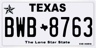 TX license plate BWB8763