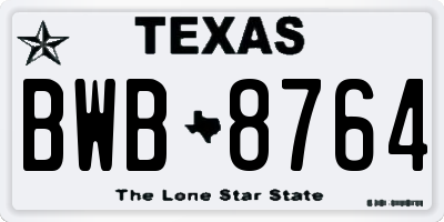 TX license plate BWB8764