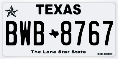 TX license plate BWB8767