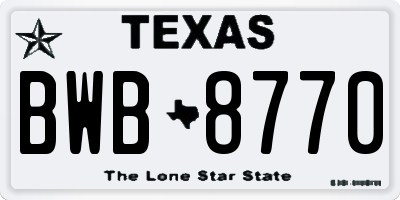 TX license plate BWB8770