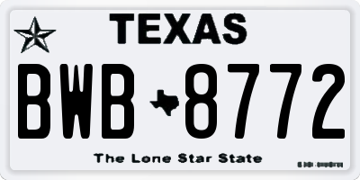 TX license plate BWB8772