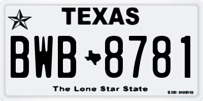 TX license plate BWB8781