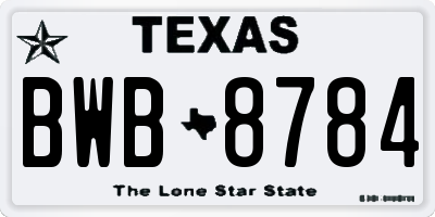 TX license plate BWB8784