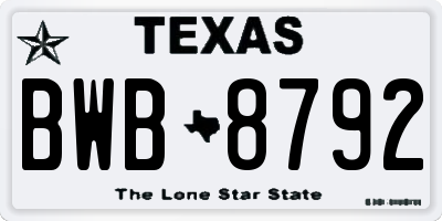 TX license plate BWB8792