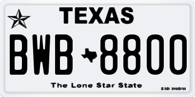 TX license plate BWB8800