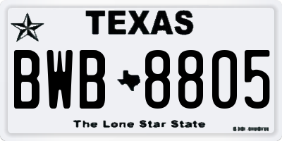 TX license plate BWB8805