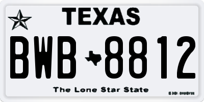 TX license plate BWB8812