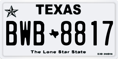 TX license plate BWB8817
