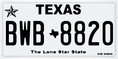 TX license plate BWB8820