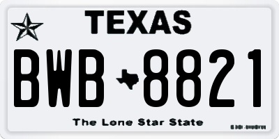 TX license plate BWB8821