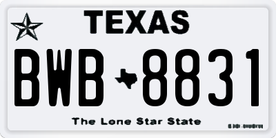 TX license plate BWB8831