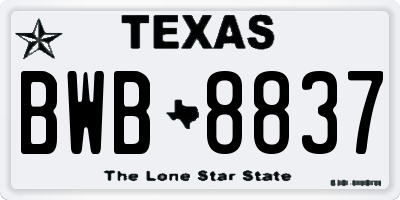 TX license plate BWB8837