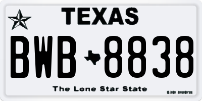 TX license plate BWB8838