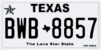 TX license plate BWB8857